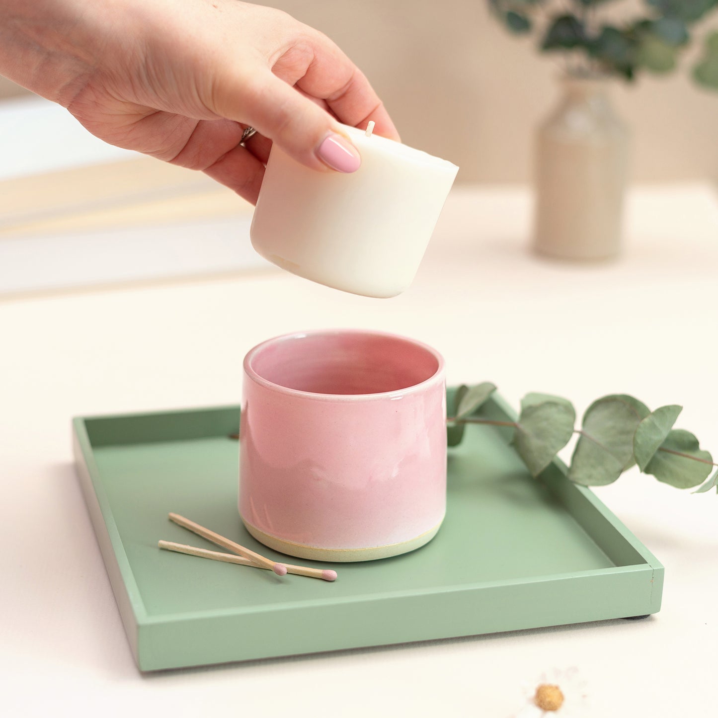 Blush Pink Candle Pot + Refill