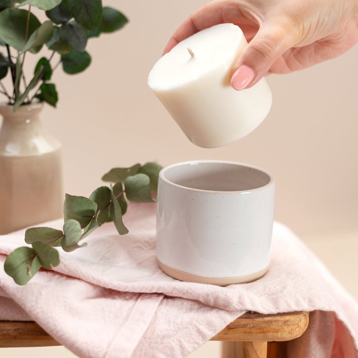 Soft White Candle Pot + Refill